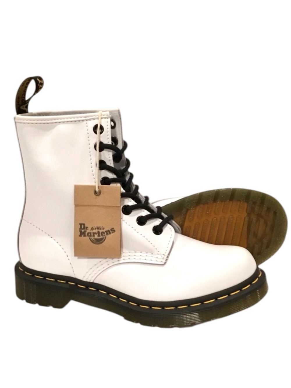 Dr. Martens 1460 Combat Boots White Smooth Leather Lace-Up Size 6/ EU 37/UK4 NWT